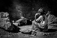Grandmother baking bread in the High Atlas Mountains of Morocco